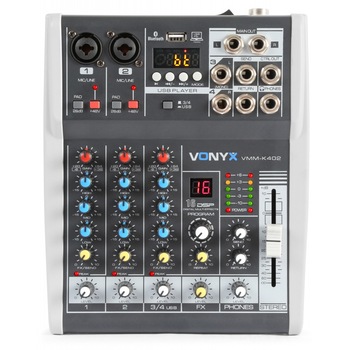 Mixer analog pasiv 4x canale BT/ USB/ DSP/48V Mixer analog pasiv 4x canale BT/ USB/ DSP/48V