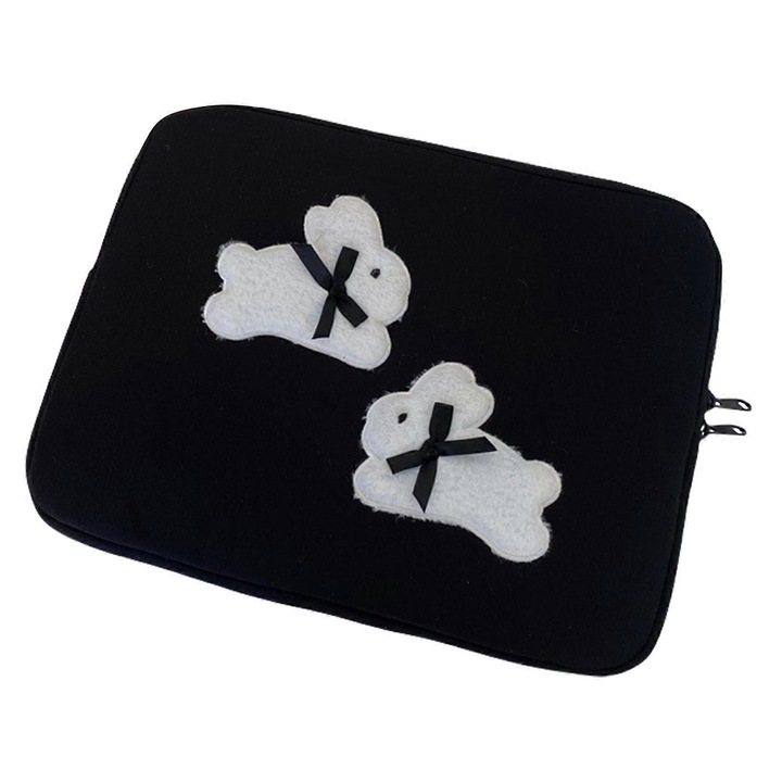 Geanta laptop polycotton, 11-15.6 inch, alb negru roz