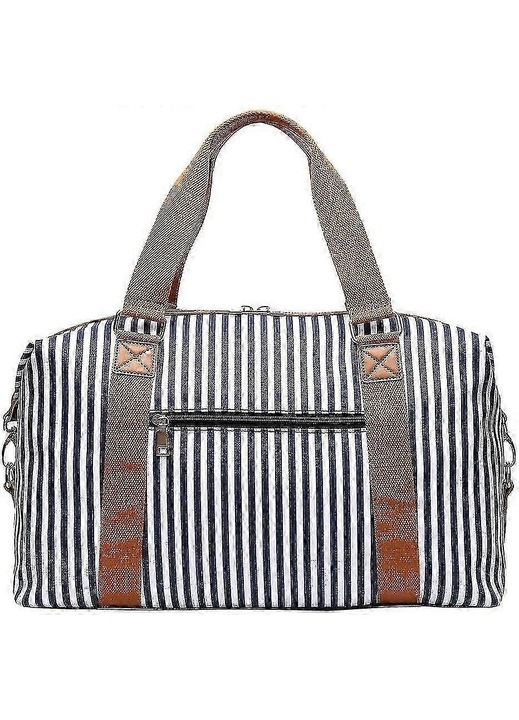 Geanta de voiaj dama, vintage, canvas, dungi, 43.5x26x7cm, 30L, multicolor