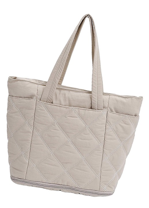 Geanta umar dama, nylon, capacitate extensibila, bej, 46x18x32cm