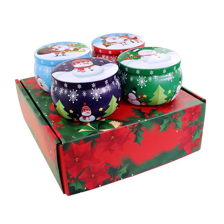 Set 4 lumanari aromaterapie multicolor 60x60x40mm