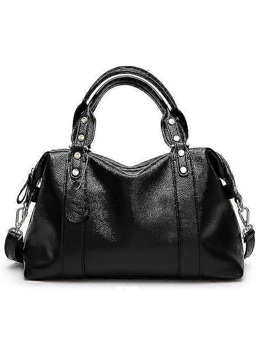 Geanta dama, piele PU, negru, 33x13x23cm, capacitate mare, compartimente multiple