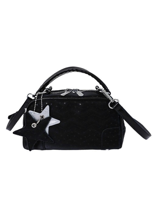 Geanta dama bowling, piele PU, negru, 20x8x11cm