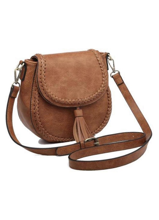 Geanta dama, piele PU, roz, 25x7x19cm, capacitate mare, curea reglabila