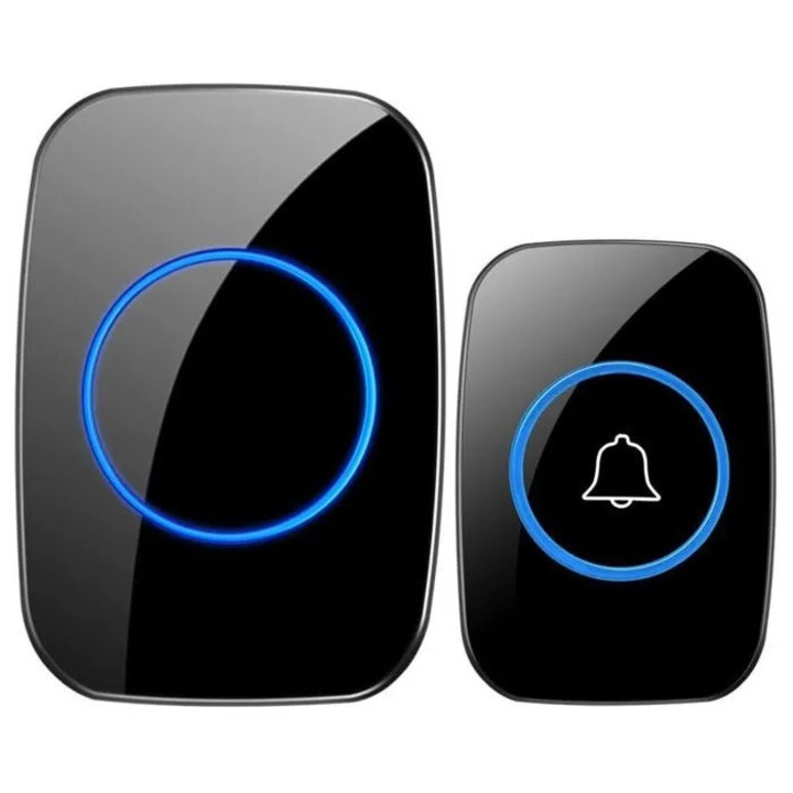 Sonerie wireless, 300m, albastru, 75x51x20mm transmitter, 95x65x24mm receiver