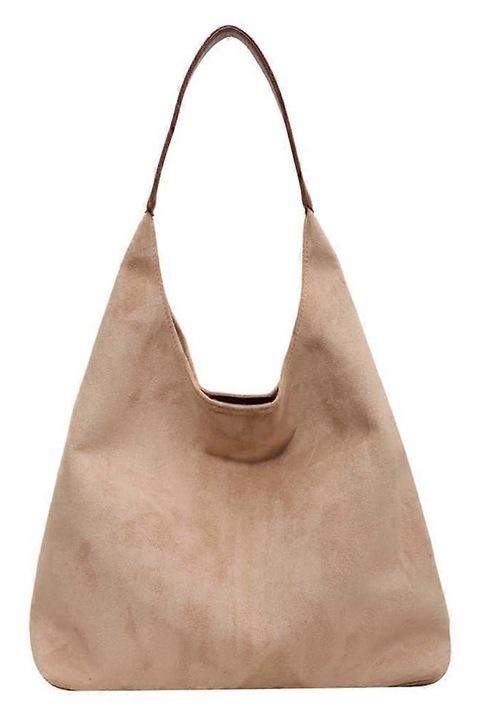 Geanta tote dama, piele ecologica, maro-bej, 36x31x13cm, capacitate mare, inchidere cu fermoar