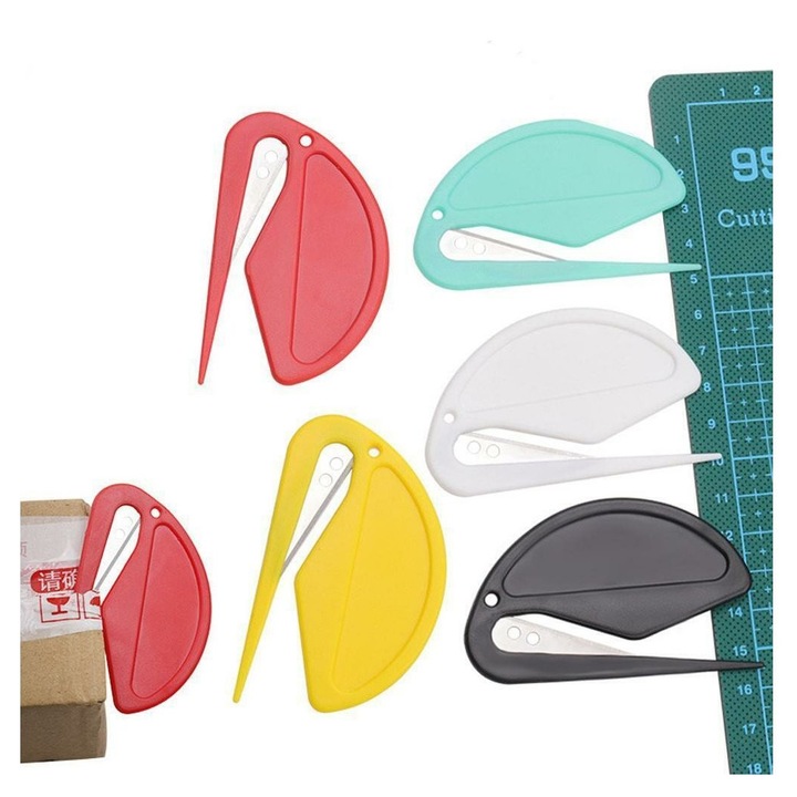 Set 5 decupatoare plicuri multicolor 7.6x4.7cm plastic