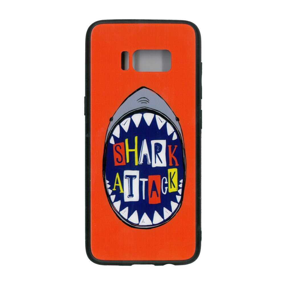 Husa cu spate de sticla EuroCELL pentru Samsung S8 , shark attack