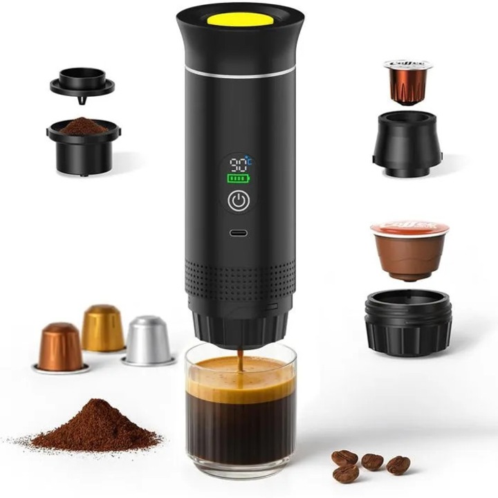 Cafetiera portabila USB-C, incalzire rapida, capacitate 150ml, 83.5x83.5x251mm