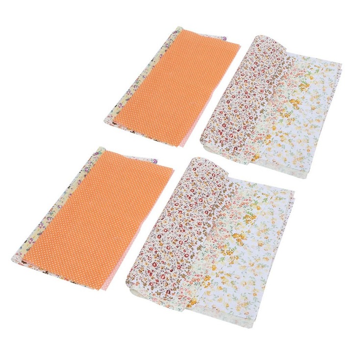 Material textil bumbac, 2 bucati, imprimeu floral, 45x45cm