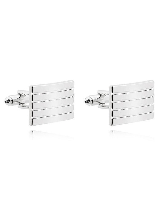 Butoni camasa dungi, set 2 piese, argintiu, 19x14x3mm