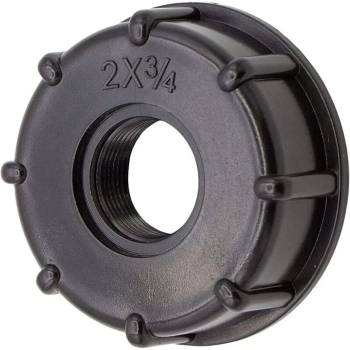 Racord filetat S60x6 3/4 inch, plastic negru, 74x22mm, set 1 buc