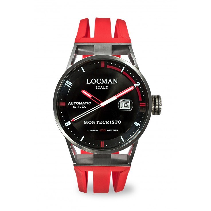 Ceas Barbatesc , Locman ,Montecristo ,051100BKFRD0GOR , Otel , Titan , Automatic , Cauciuc Rosu , 44mm