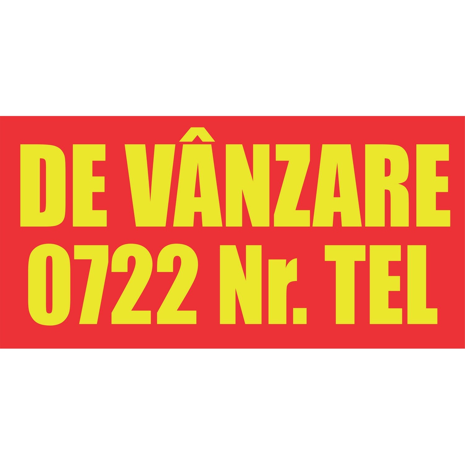 Banner DE VANZARE - pentru vanzare casa/apartament/teren - Rosu cu galben- 150x75cm