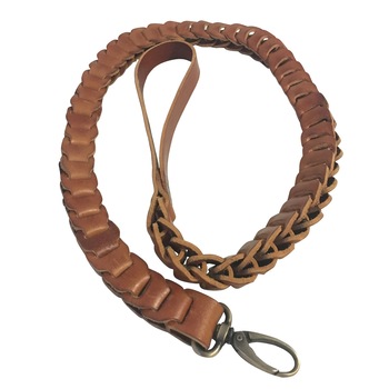 Lesa pentru caine, din piele naturala impletita, cu carabina Lesa pentru caine, din piele naturala impletita, cu carabina