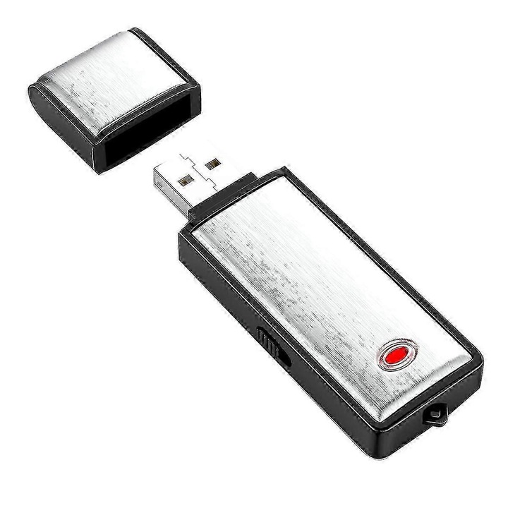 Reportofon digital mini 32GB, reducere zgomot, argintiu, 25h, 8x2x1cm