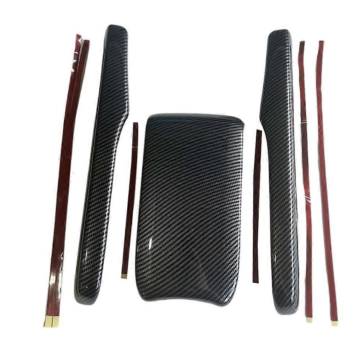 Set 3 capace cutie cotiera Honda Civic 2016-2021 model fibra carbon 30x15x5cm