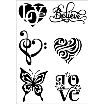 Set 6 sabloane A4, gama Love, personalizare in regim DIY Set 6 sabloane A4, gama Love, personalizare in regim DIY