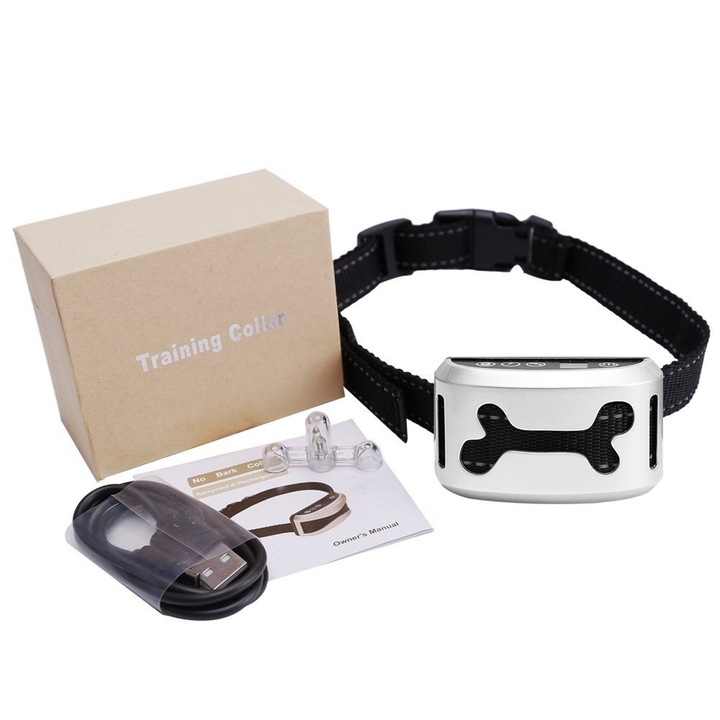 Wellturn állítható és automatikus karcolásgátló nyakörv, 7 szint, újratölthető, három független funkció (hang, rezgés, impulzusok), esőállóság, fényvisszaverő heveder, szabadalmaztatott kialakítás