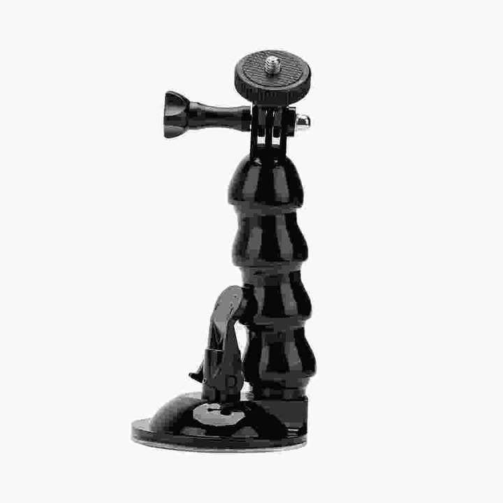 Стойка с вендуза, гъвкаво рамо 16см, черна, 16.5x8x8см