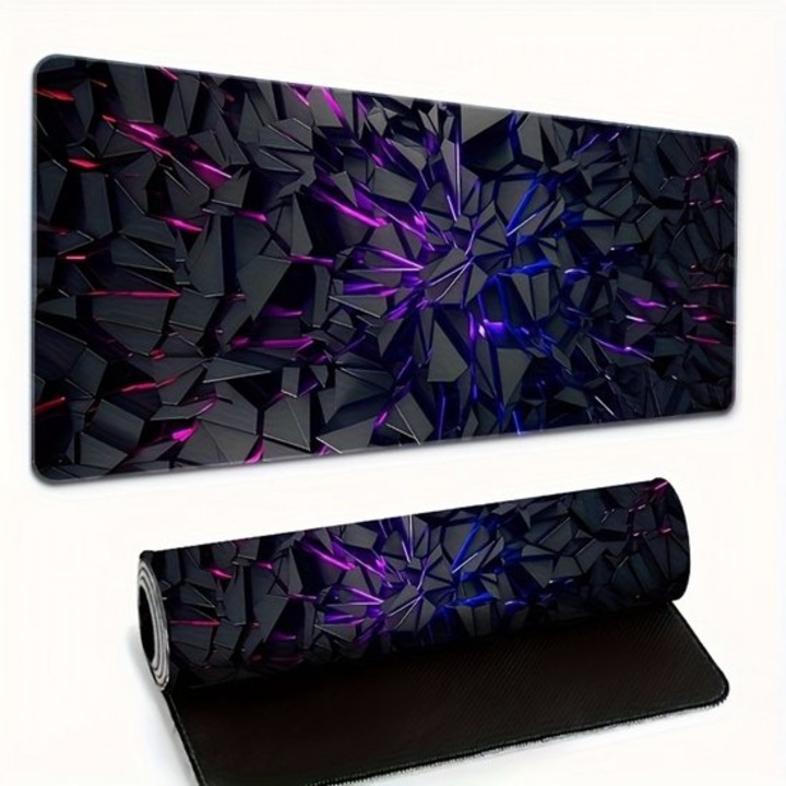Mousepad gaming 60x30cm negru mov neon antiderapant