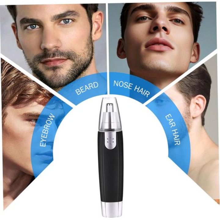 Trimmer multifunctional pentru nas, urechi si sprancene, negru-argintiu, compact