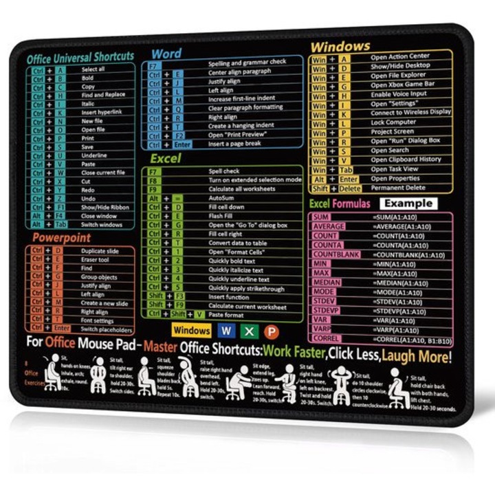 Mousepad portabil, compact, antiderapant, rezistent la apa, 26.4x21.4cm