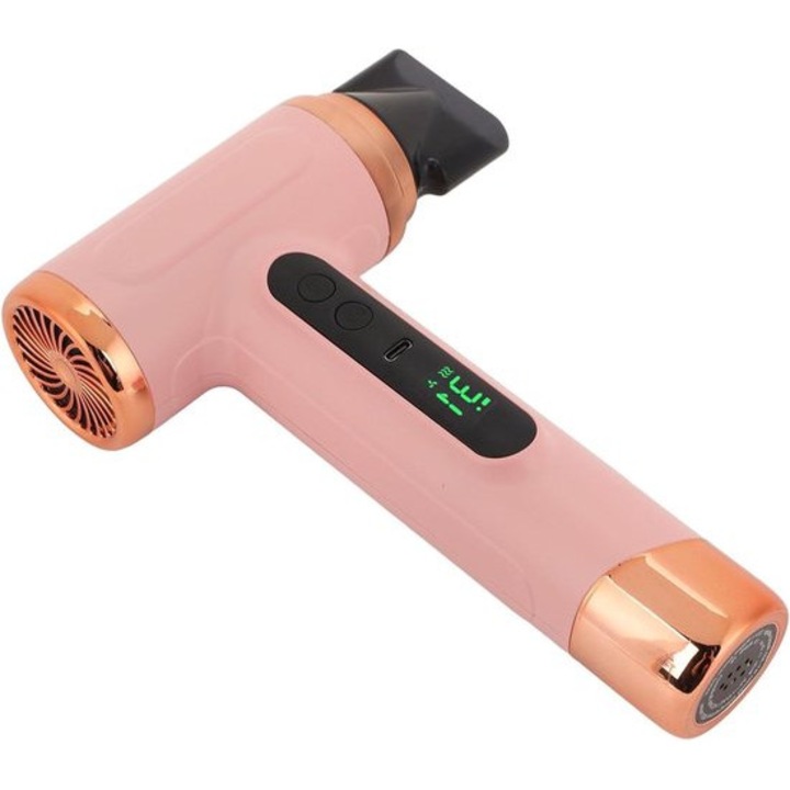 Преносим сешоар 200W, 15000mAh, розов, компактен, безжичен