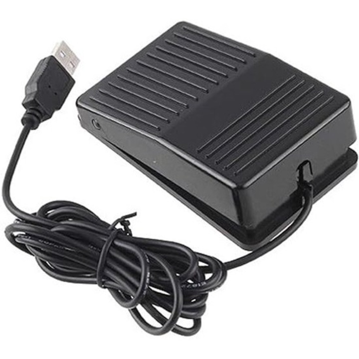 USB pedál PC vezérléshez, méretei 10x6x3,7 cm, fekete
