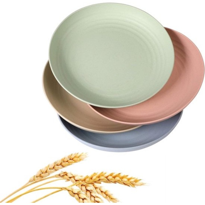 Set 6 farfurii multicolor, 23cm, usoare, rezistente la cuptor si masina de spalat vase