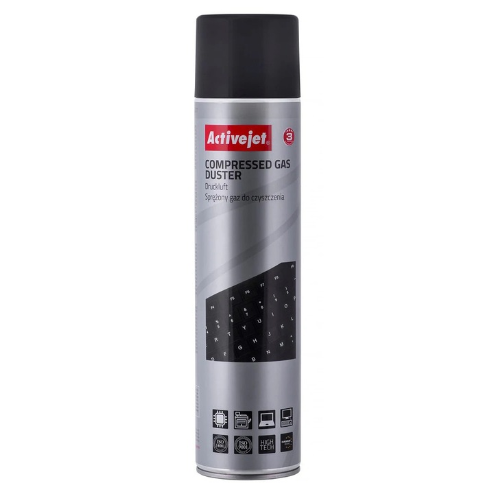 Aerosol de aer comprimat ActiveJet AOC-201, 600 ml, argintiu/negru
