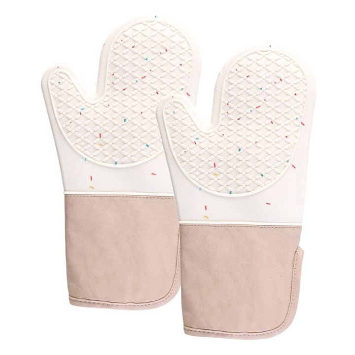 Manusi de bucatarie din silicon si bumbac, rezistente la caldura, impermeabile, marime universala