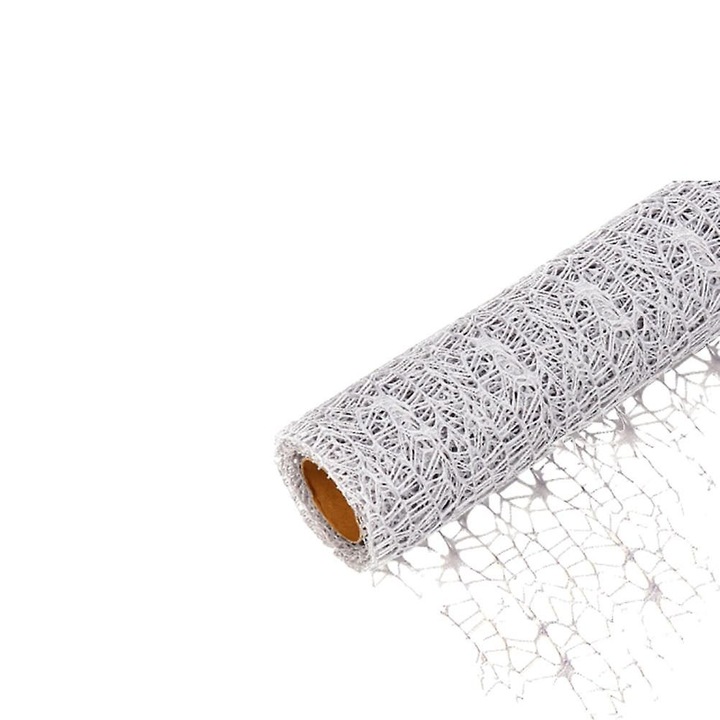 Rola panza plasa, 450x50x0.01cm, argintiu, pentru decor si ambalare cadouri