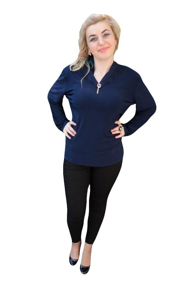 Bluza casual cu inserti de dantela,masura mare,D&J Exclusive,, Bleumarin