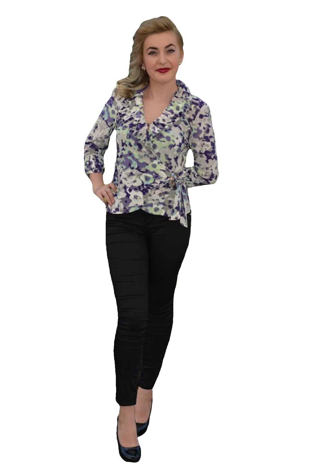 Bluza eleganta cu guler fronsat, D&J Exclusive, Mov