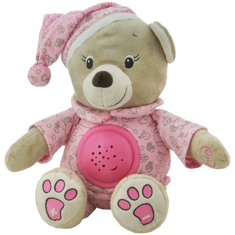 Jucarie din plus Ursulet cu proiector - Baby Mix - Roz