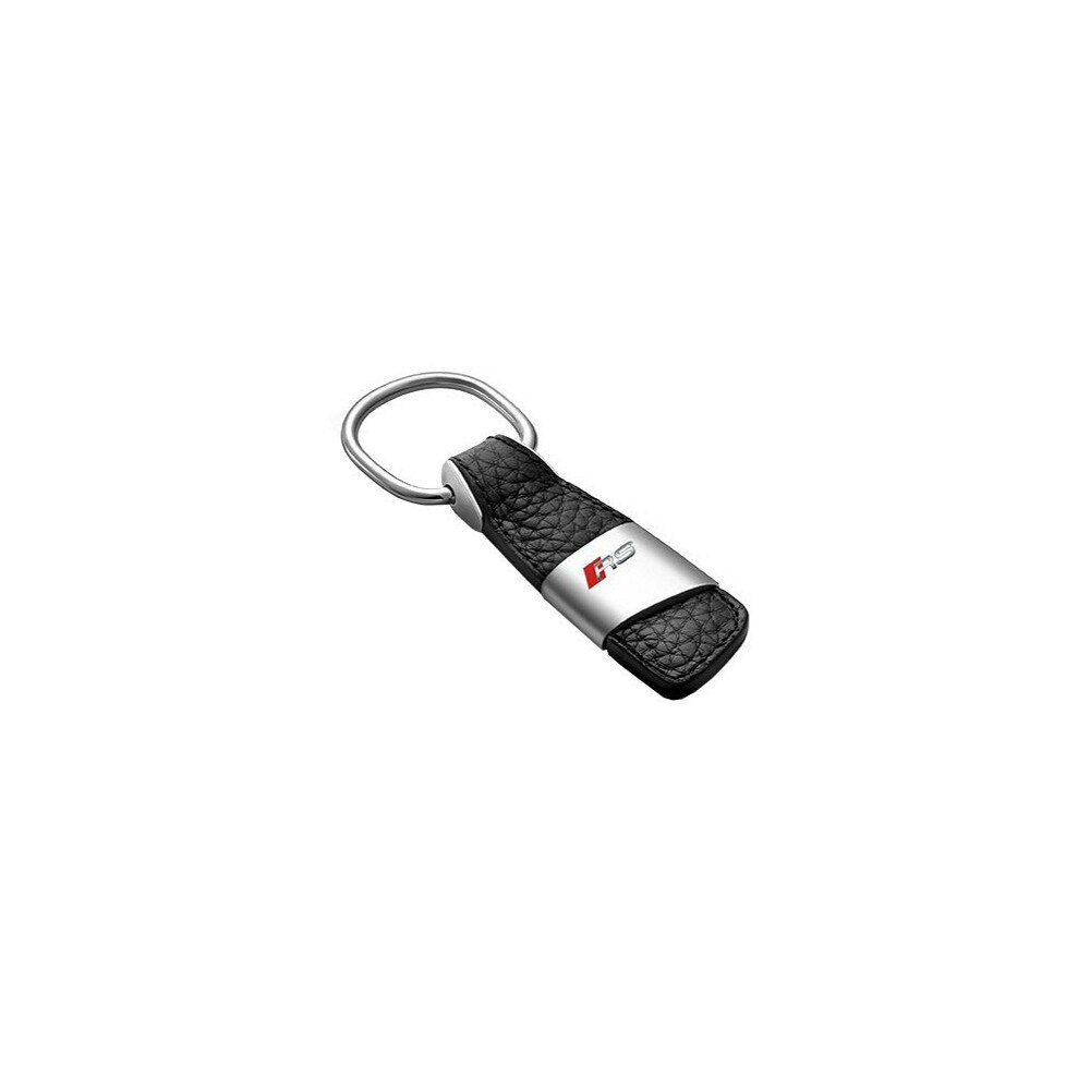 Breloc Chei Metalic, Piele Logo Audi RS, Negru, Argintiu