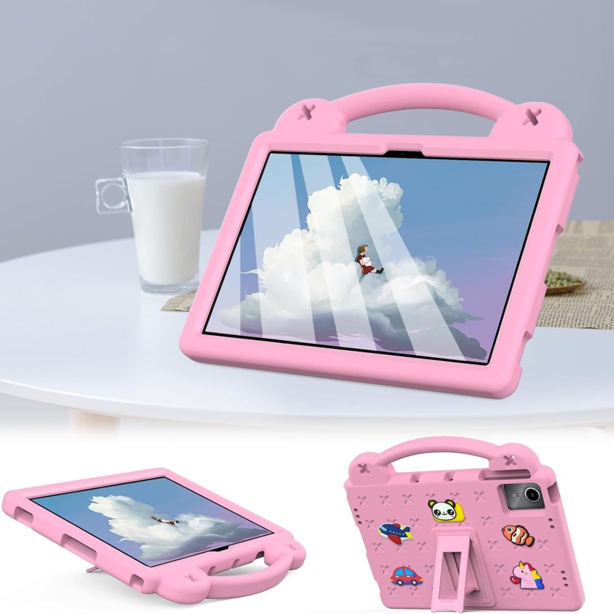 Husa pentru tableta, Supero, Lenovo, compatibila Lenovo Tab M11 TB-330FU/TB-331FC/K11E, protectie la socuri cu structura rezistenta, cu suport incorporat si decupaje precise pentru porturi si difuzoare, pentru copii, roz