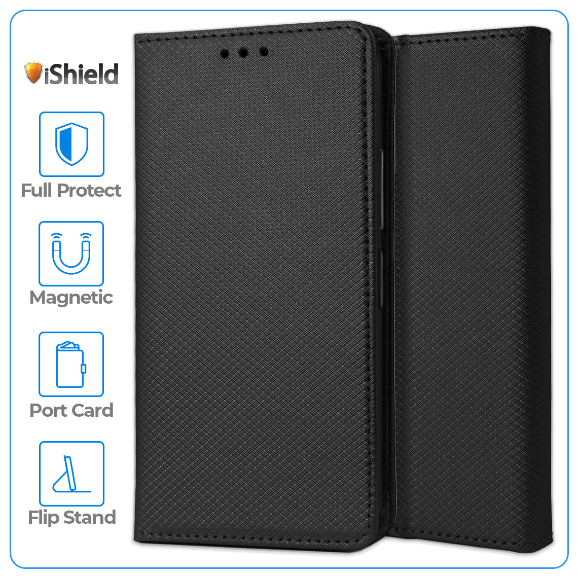 Husa pentru Motorola Moto G13, Smart Flip, tip carte cu inchidere magnetica, Buzunar Carduri, functie Stand de vizualizare, Eco-Leather + Silicon, Neagra