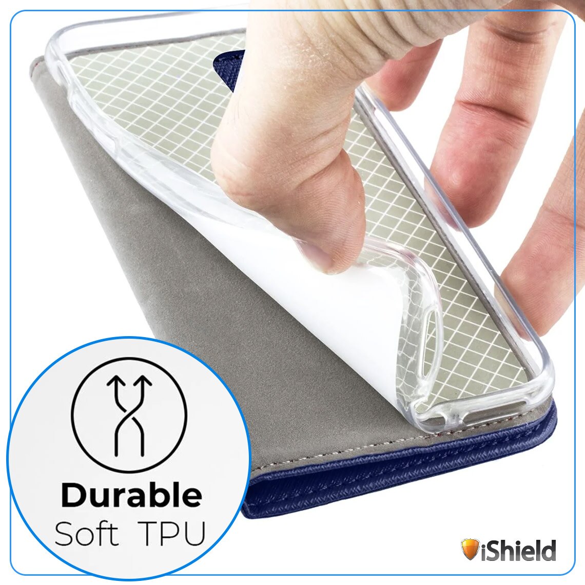 Husa pentru Oppo A6x, Smart Flip, tip carte cu inchidere magnetica, Buzunar Carduri, functie Stand de vizualizare, Eco-Leather + Silicon, Albastra