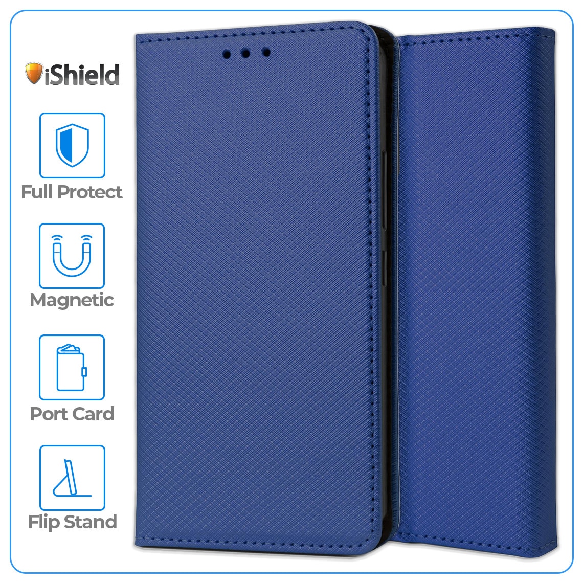 Husa pentru Oppo A6x, Smart Flip, tip carte cu inchidere magnetica, Buzunar Carduri, functie Stand de vizualizare, Eco-Leather + Silicon, Albastra