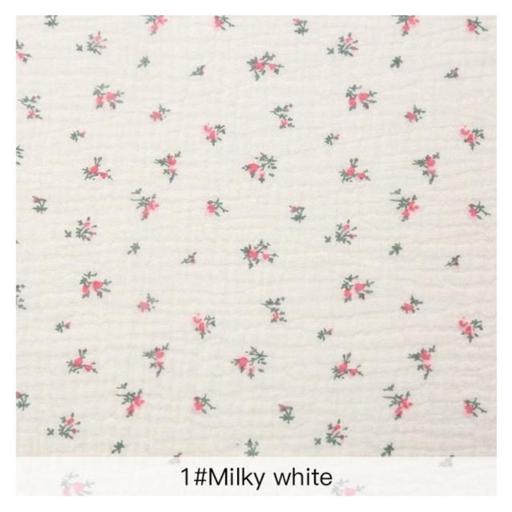 Material textil bumbac, tesatura creponata dublu strat, inima, alb, 100x135cm