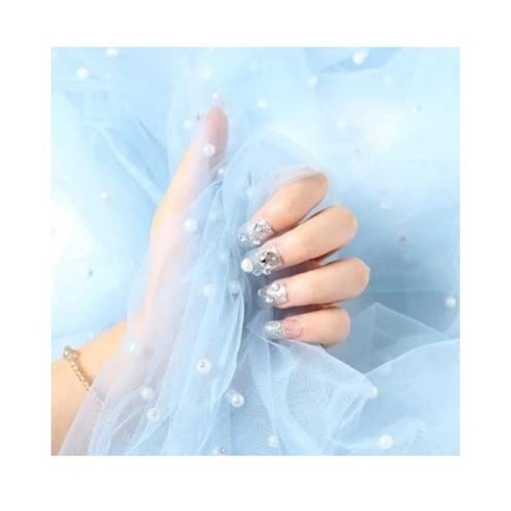 Material textil dantela plasa cu perle pentru fata de masa si perdea, alb, 1x1m