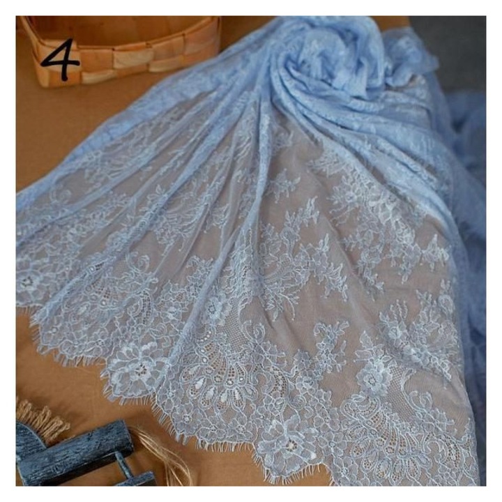 Material textil dantela alba 3m x 150cm pentru rochie de mireasa