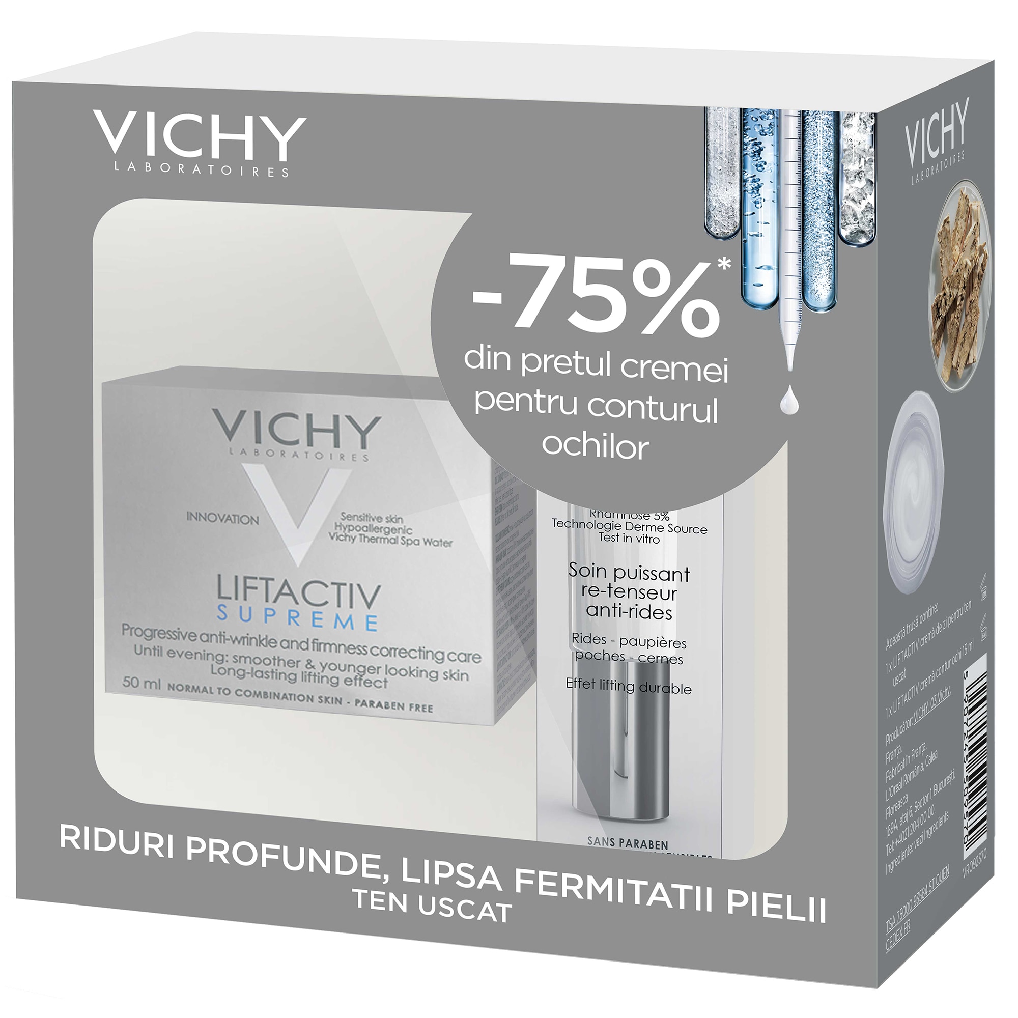 Vichy Liftactiv Supreme, Cremă antirid pentru ten uscat și foarte uscat, 50 ml