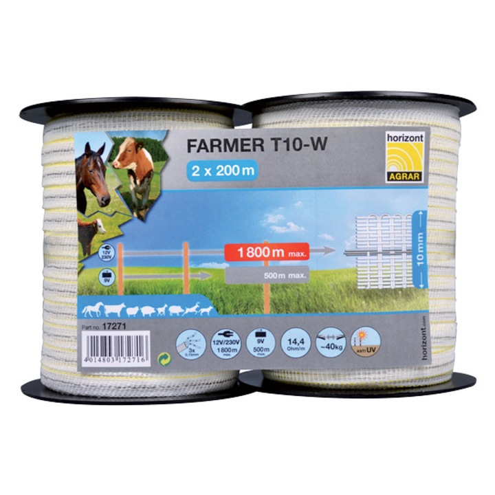 Banda gard electric Farmer T10 - Portocaliu (2*200m)