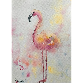 Flamingo 1 - tablou pictat manual de Oana Pinzariu, dimensiune 18 * 24 cm Flamingo 1 - tablou pictat manual de Oana Pinzariu, dimensiune 18 * 24 cm