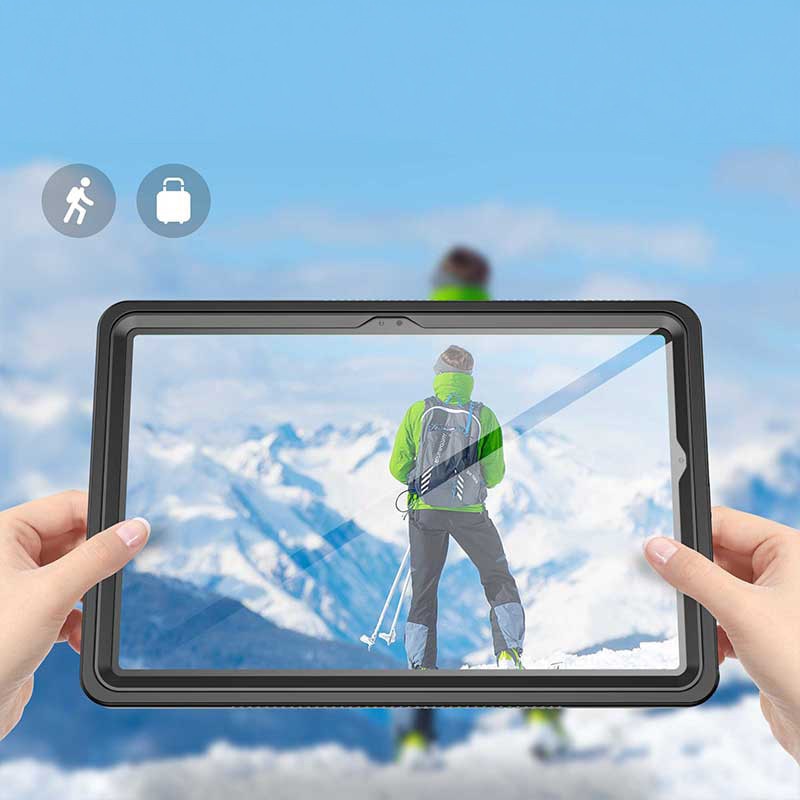 Husa impermeabila, Supero, Pentru Samsung Galaxy Tab A11+ Plus, Protectie 360°, Certificare IP68, Material TPU+PC, Transparenta cu protectie ecran si camera, Curea umar si maner antialunecare, Negru