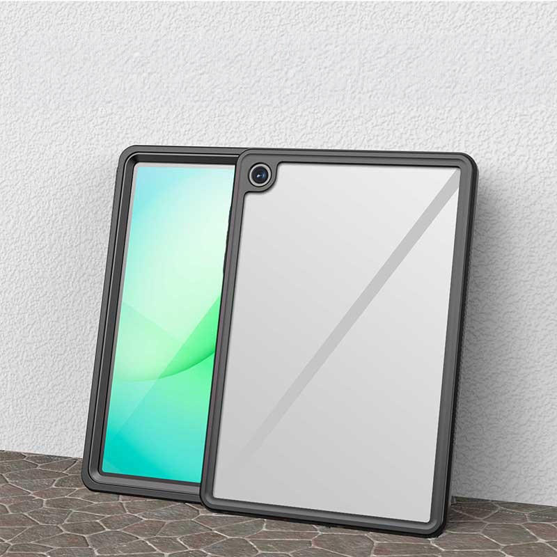 Husa impermeabila, Supero, Pentru Samsung Galaxy Tab A11+ Plus, Protectie 360°, Certificare IP68, Material TPU+PC, Transparenta cu protectie ecran si camera, Curea umar si maner antialunecare, Negru