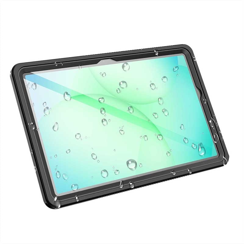 Husa impermeabila, Supero, Pentru Samsung Galaxy Tab A11+ Plus, Protectie 360°, Certificare IP68, Material TPU+PC, Transparenta cu protectie ecran si camera, Curea umar si maner antialunecare, Negru